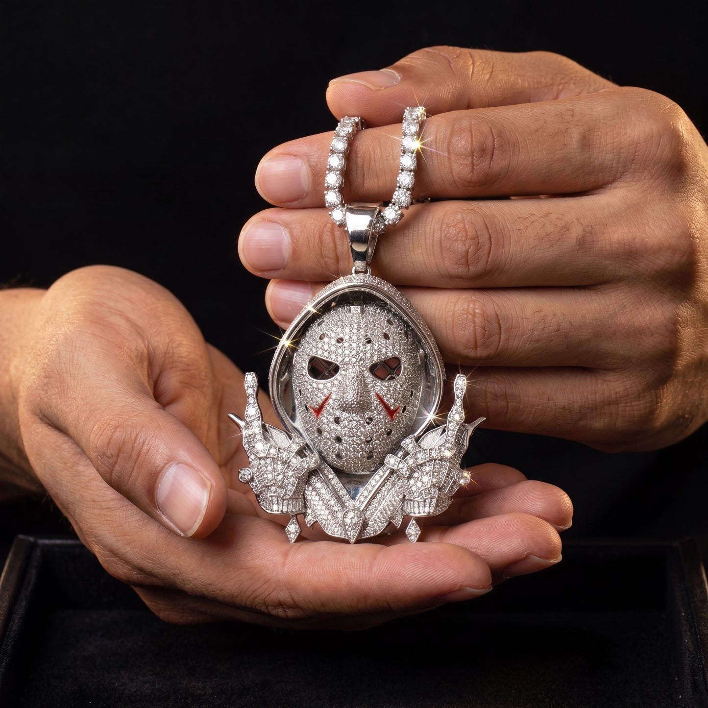 S925 Moissanite Diamond Jason Mask Pendant - Different Drips
