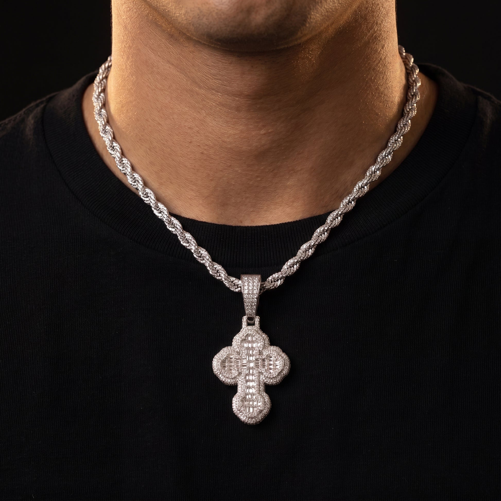 Cloud Baguette Cross Pendant - Different Drips