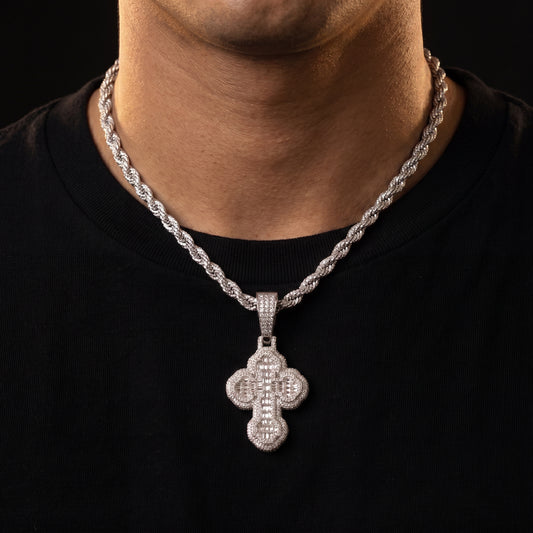 Cloud Baguette Cross Pendant - Different Drips