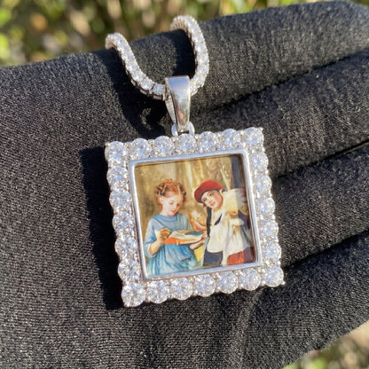 Iced Personalized Custom Memorial Photo Ring - Different Drips