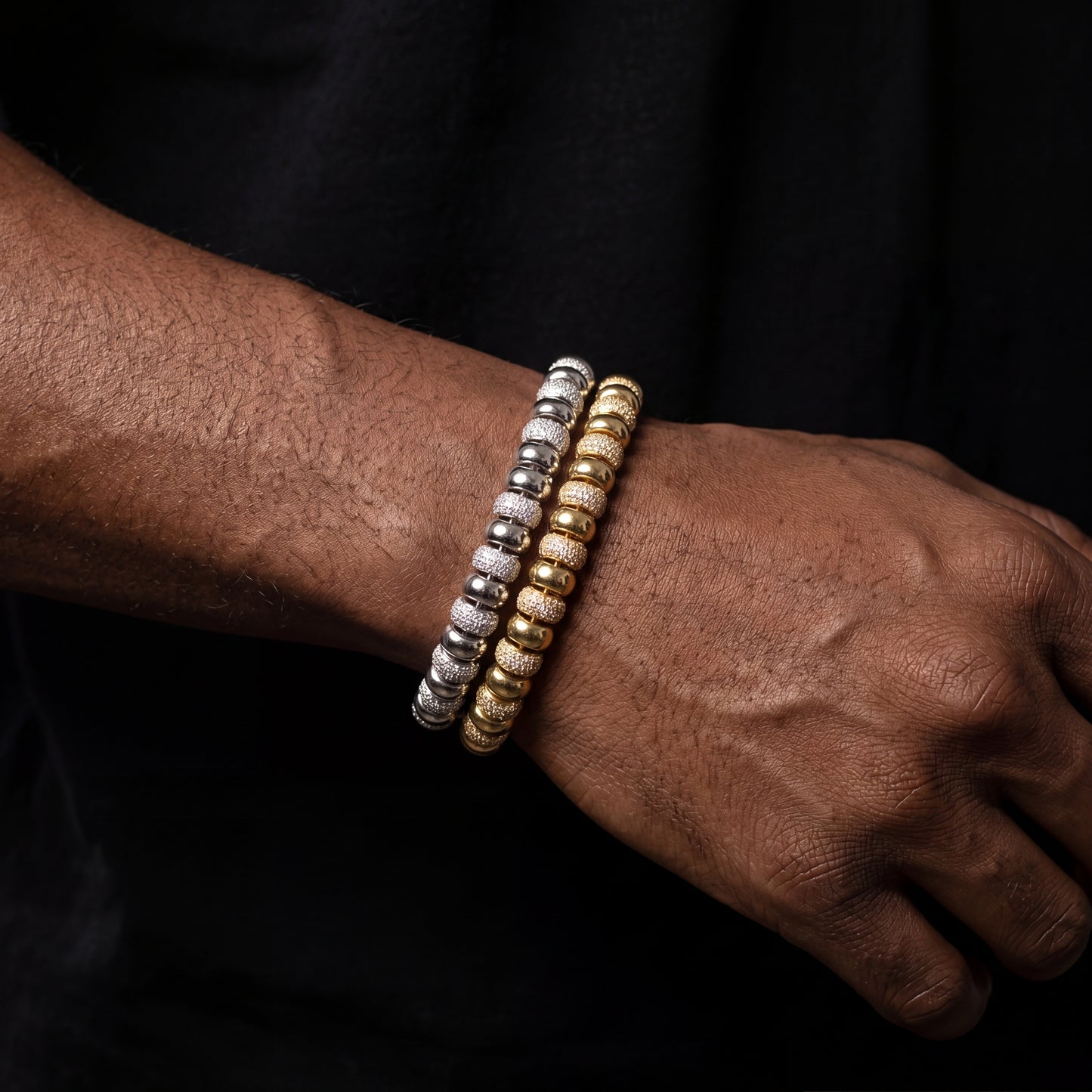 Iced Out Polished Beaded Link Choker Chain - Different Drips