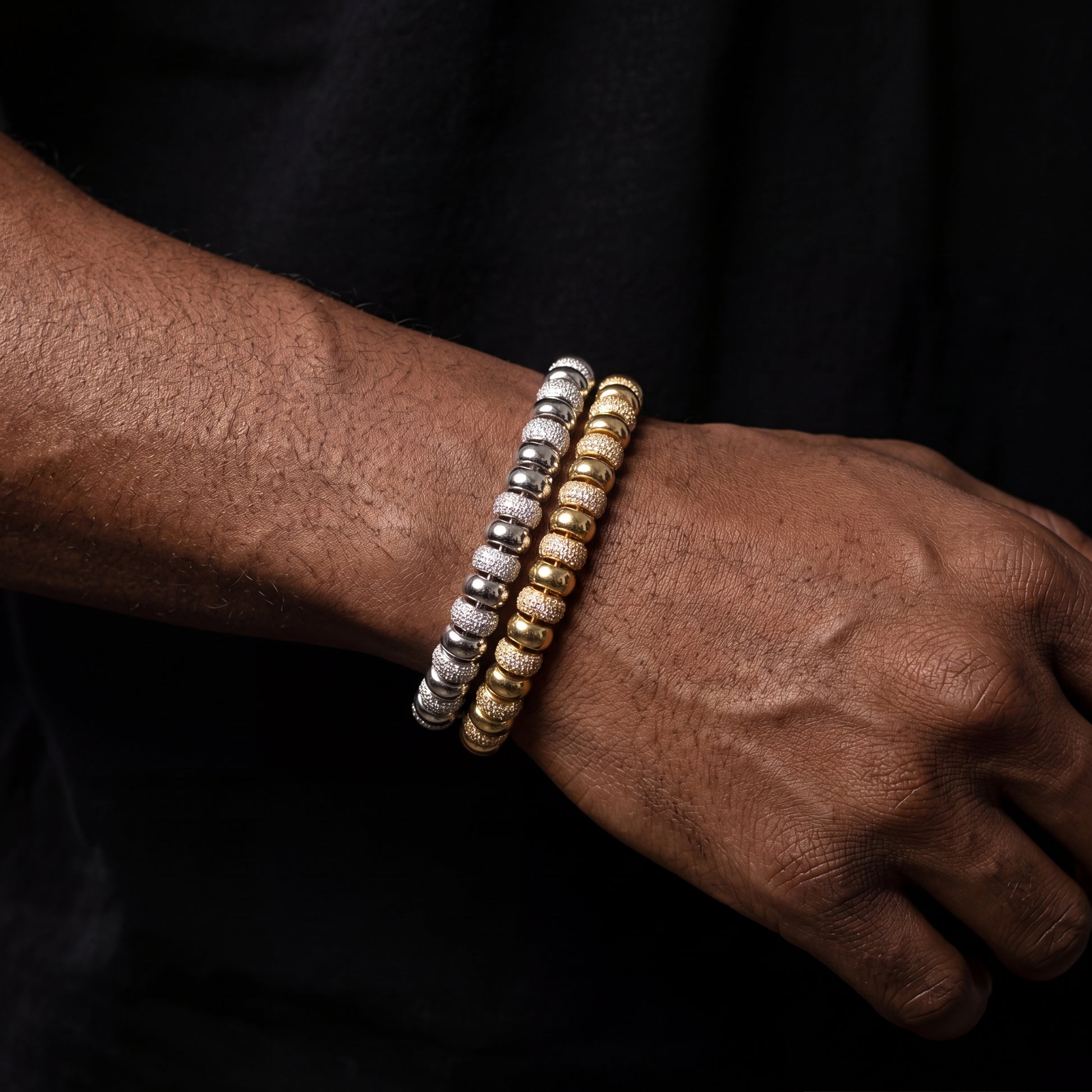 Iced Out Polished Beaded Link Choker Chain - Different Drips