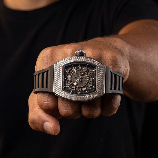Iced Out Mechanical Watch in White Gold - Different Drips