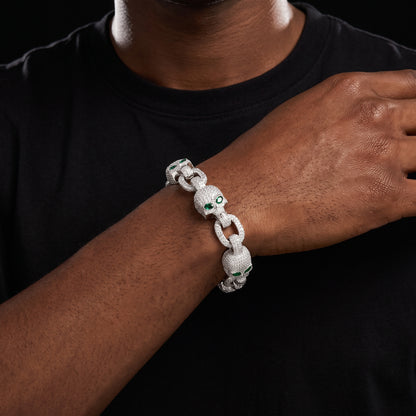 S925 Moissanite Diamond Rolo Skull Link Bracelet - Different Drips