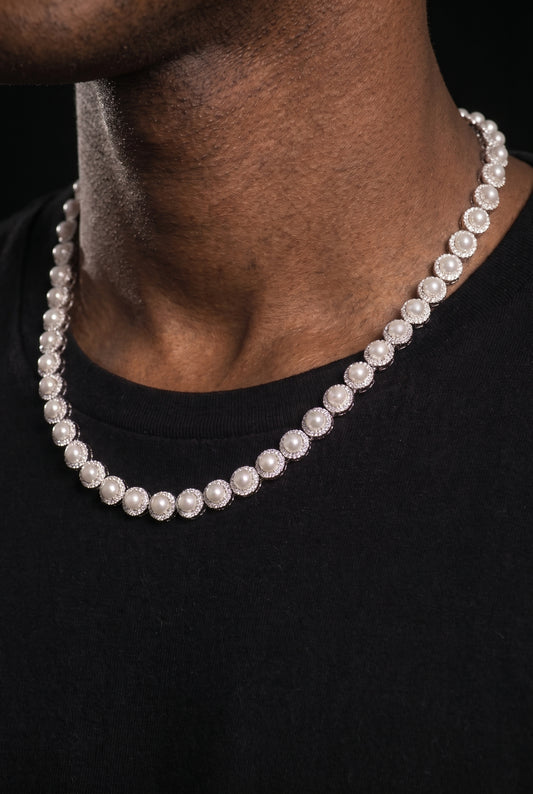6mm S925 Moissanite Pearl Round Tennis Chain
