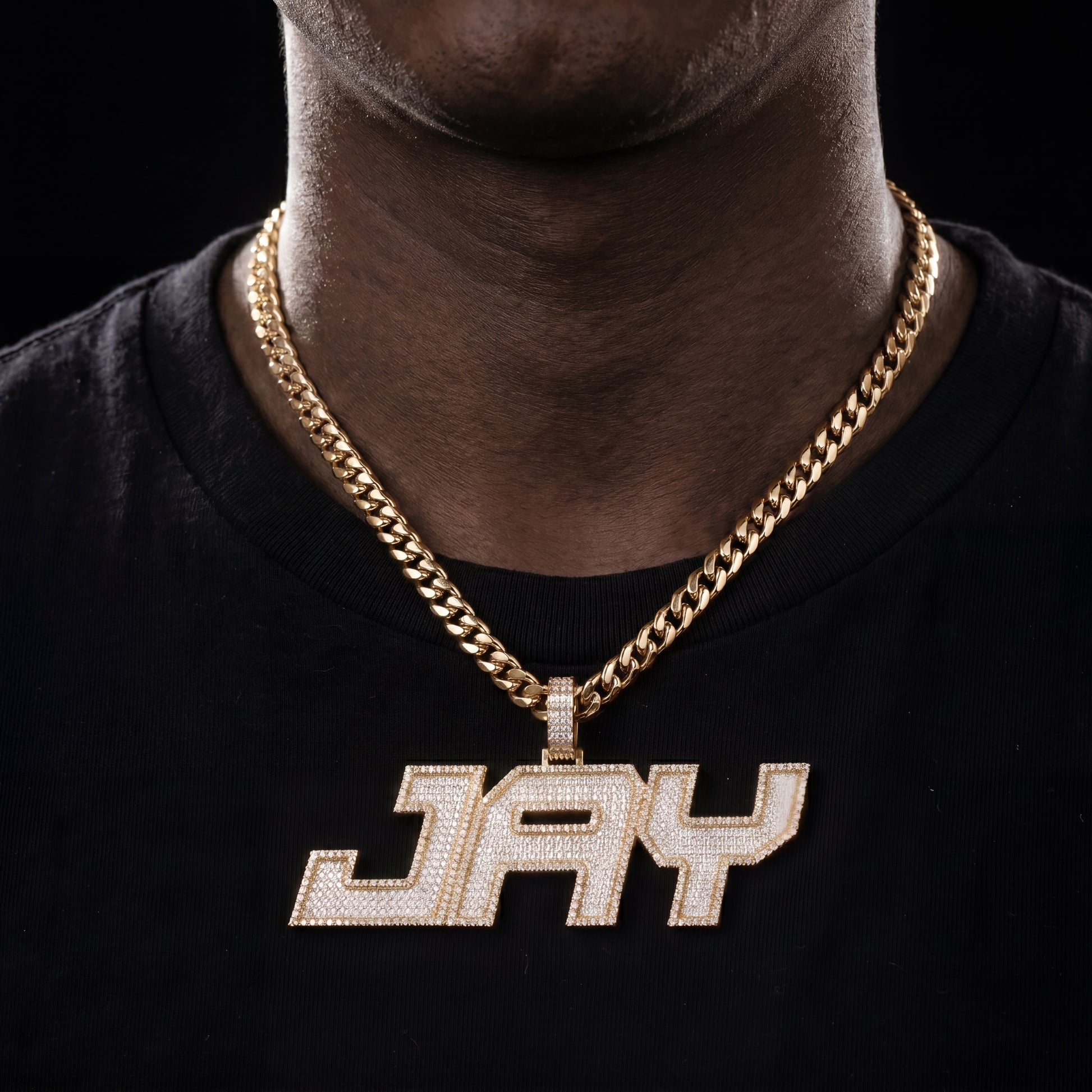 Iced Out Two Layer Custom Name Pendant - Different Drips