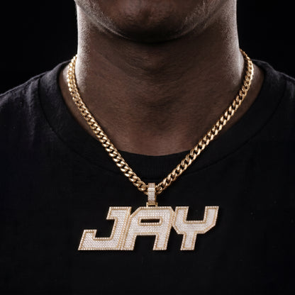Iced Out Two Layer Custom Name Pendant - Different Drips