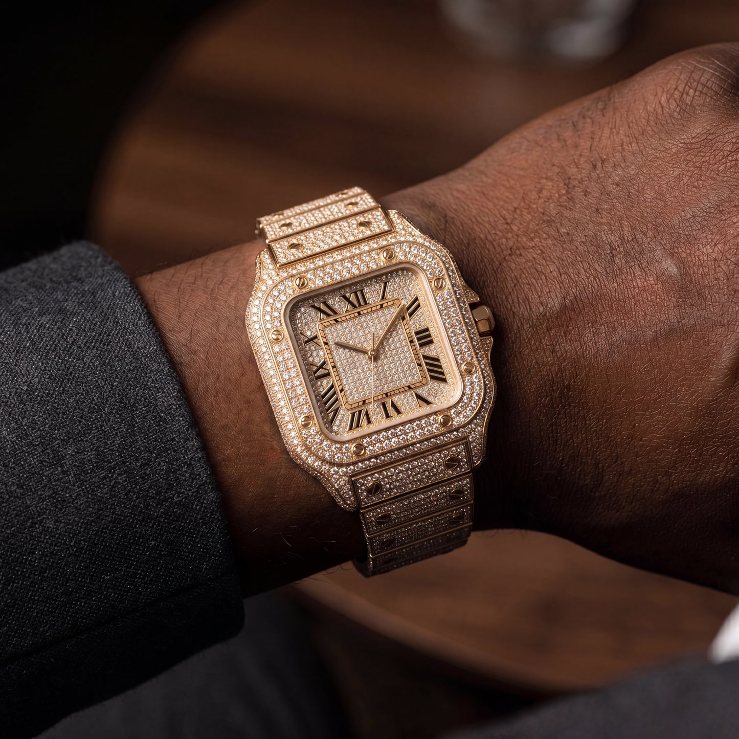 Iced Square Roman Numeral Watch - Different Drips