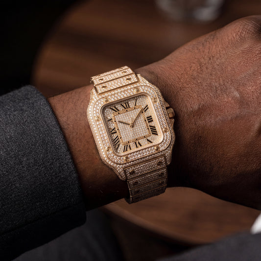 Iced Square Roman Numeral Watch - Different Drips