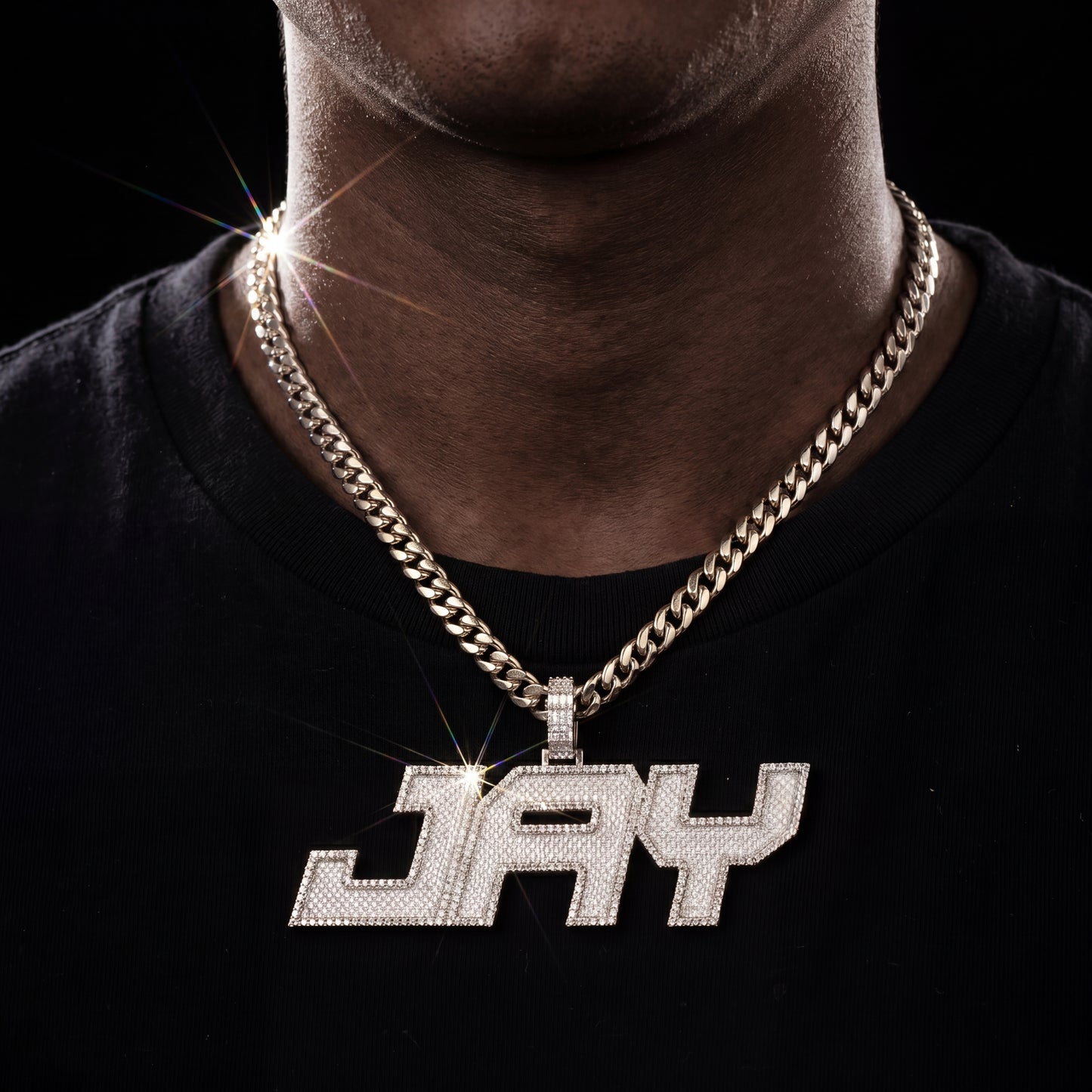 Iced Out Two Layer Custom Name Pendant - Different Drips
