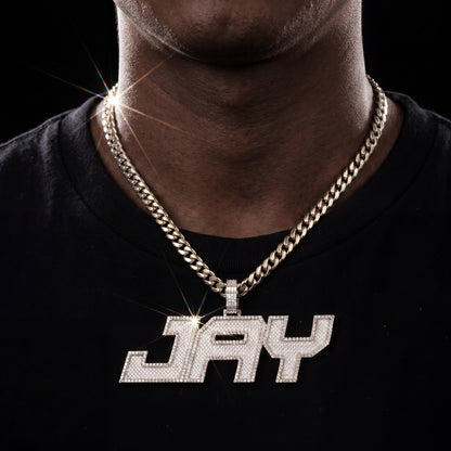 Iced Out Two Layer Custom Name Pendant - Different Drips