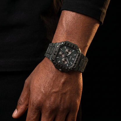 Iced Emerald Green Square Chronograph Watch