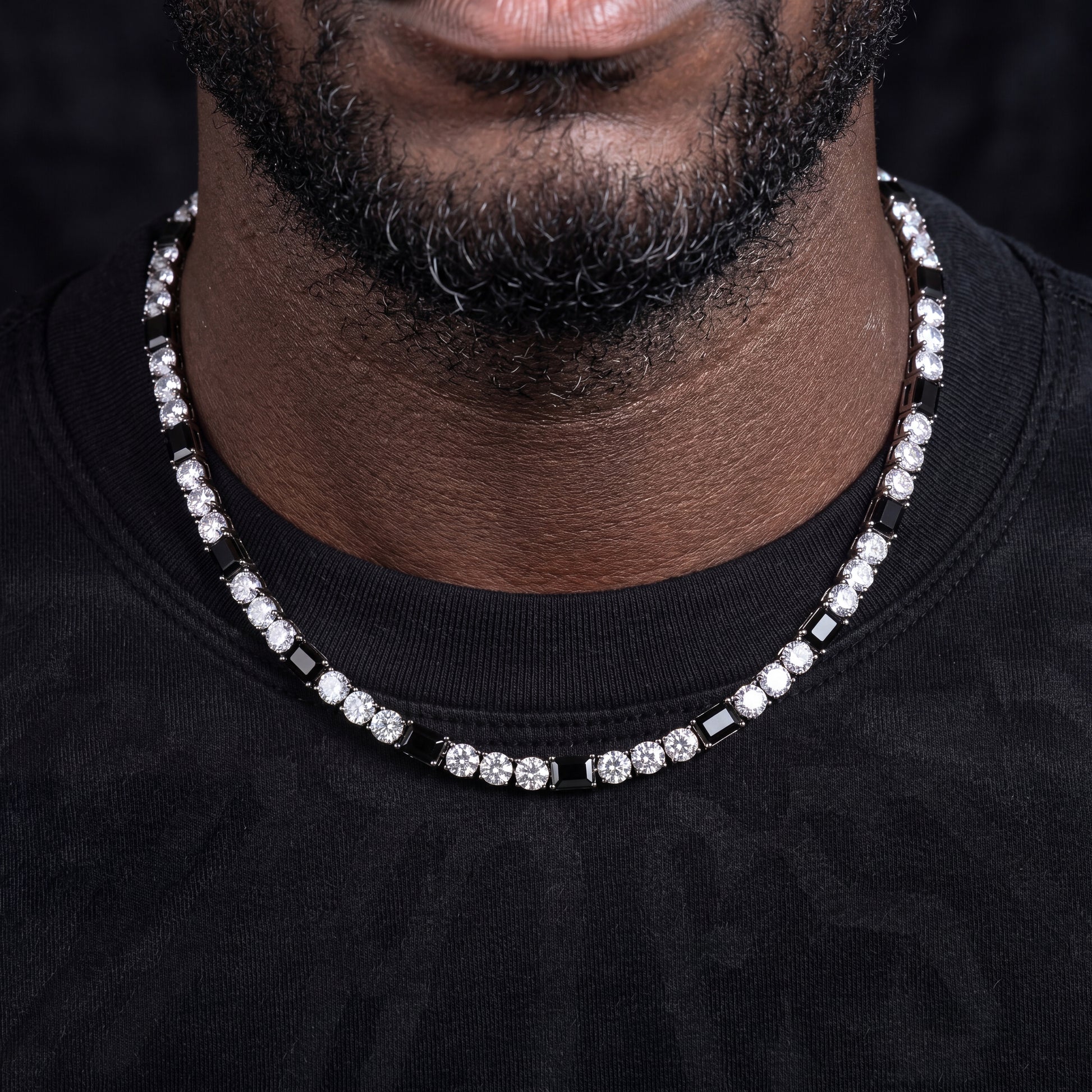 6mm S925 Moissanite Black Diamond Stationed Tennis Chain - Different Drips