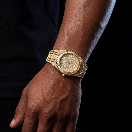 Bust Down Green Emerald Baguette Watch - Different Drips