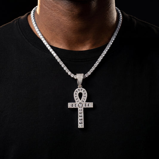 S925 Moissanite Ankh Cross Pendant
