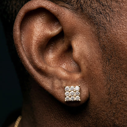 Iced Out Square Cluster Stud Earrings - Different Drips