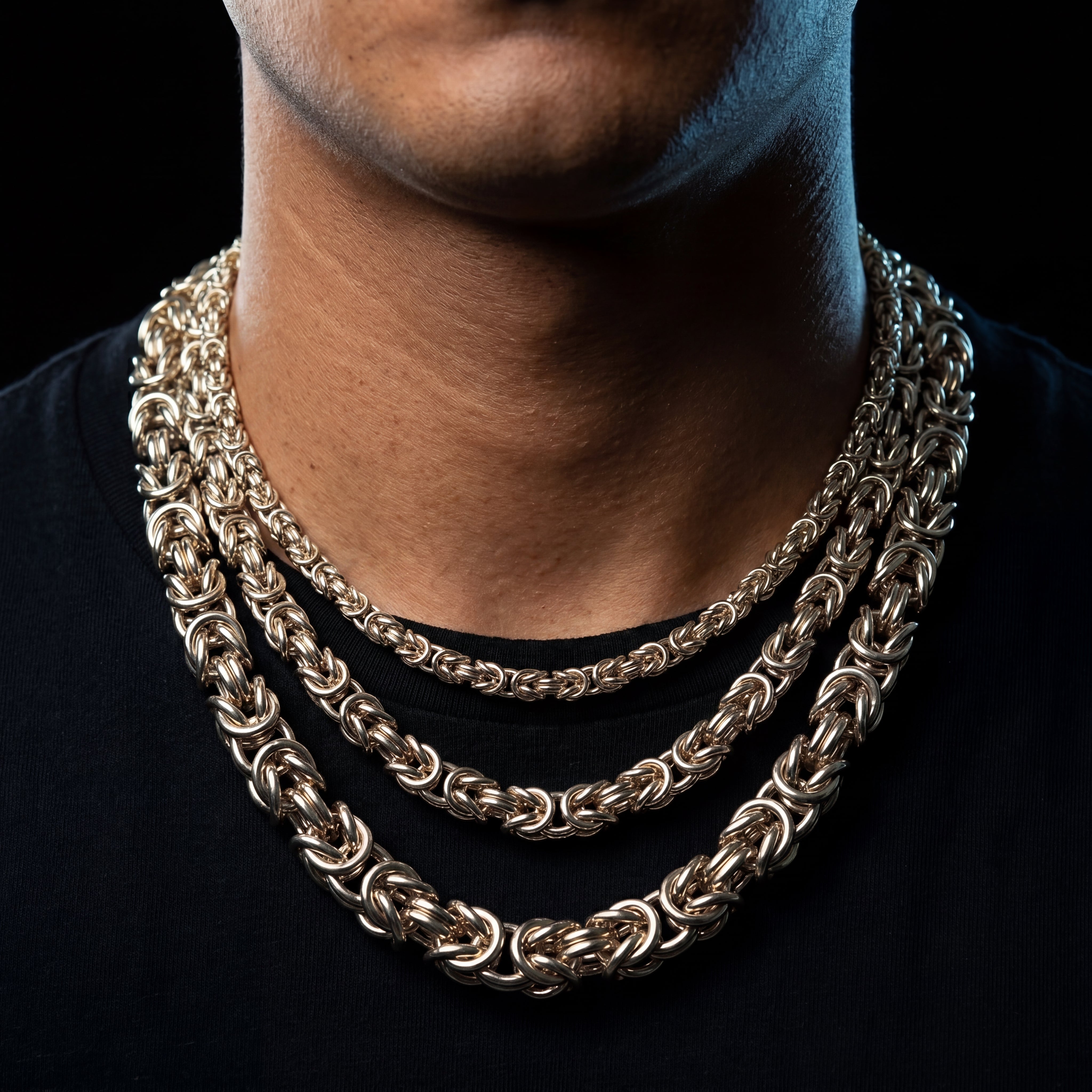 Solid 18k Gold Plated Byzantine Link Chain