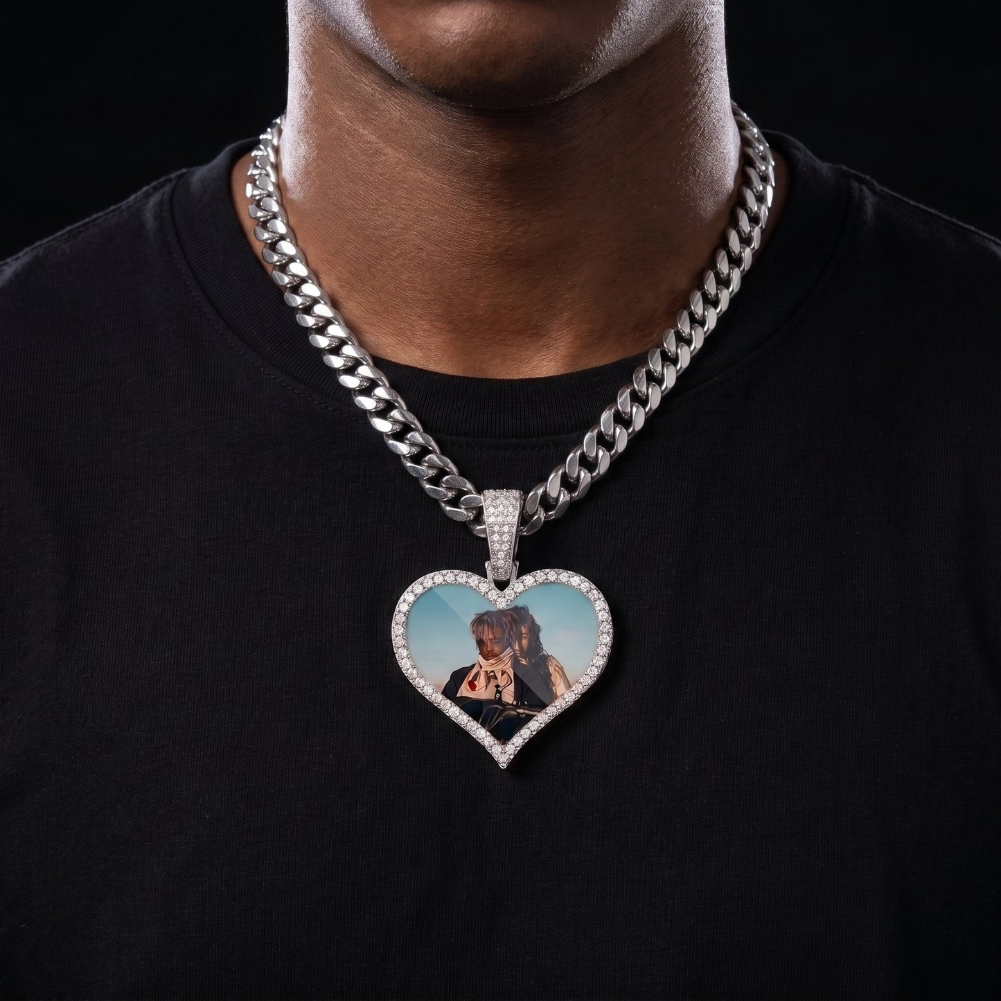 Iced Heart Custom Picture Pendant - Different Drips