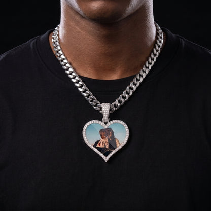 Iced Heart Custom Picture Pendant - Different Drips