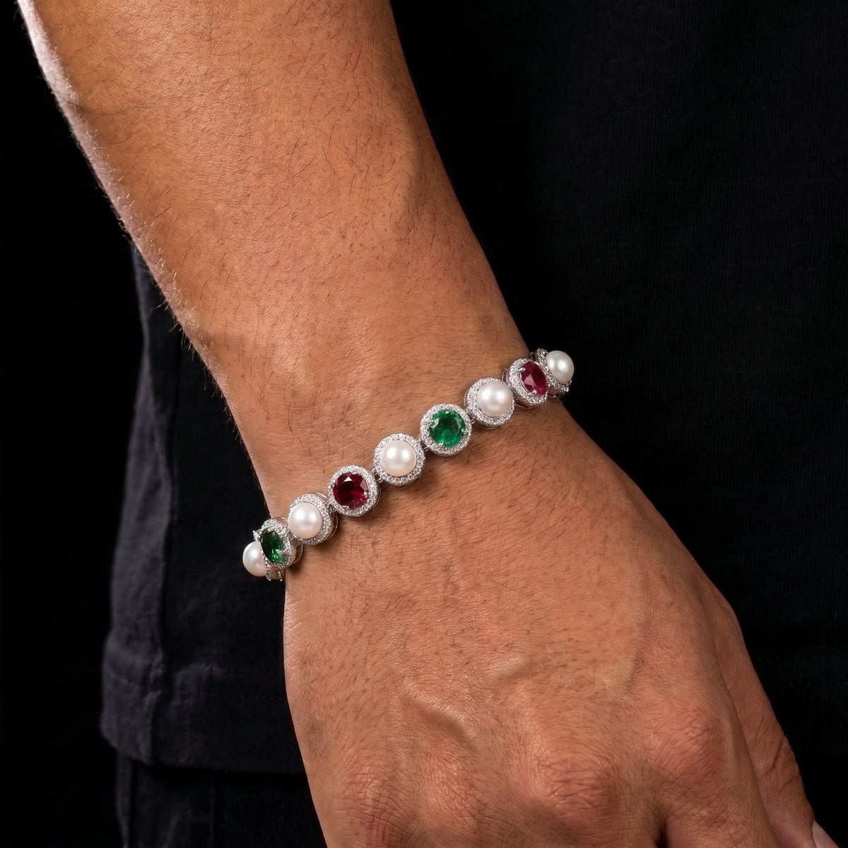 Pearl Multicolor Gemstone Halo Link Chain - Different Drips