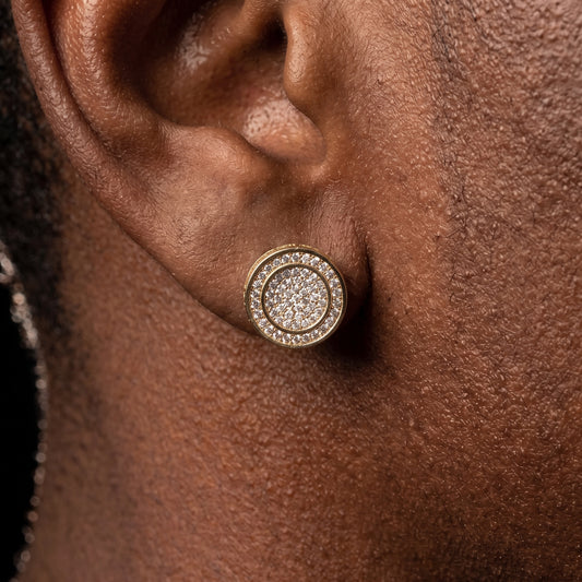 12mm Round Cut Pave Stud Earrings - Different Drips