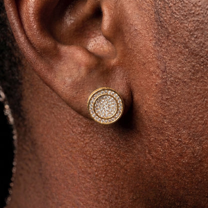 12mm Round Cut Pave Stud Earrings - Different Drips