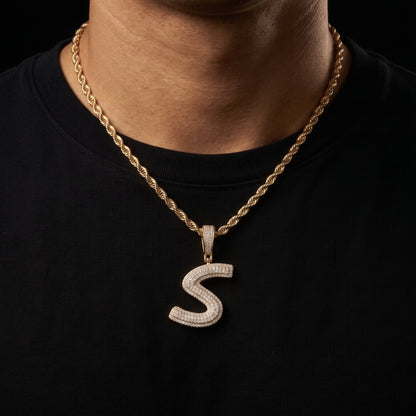 Slim Italic Single Letter Pendant - Different Drips