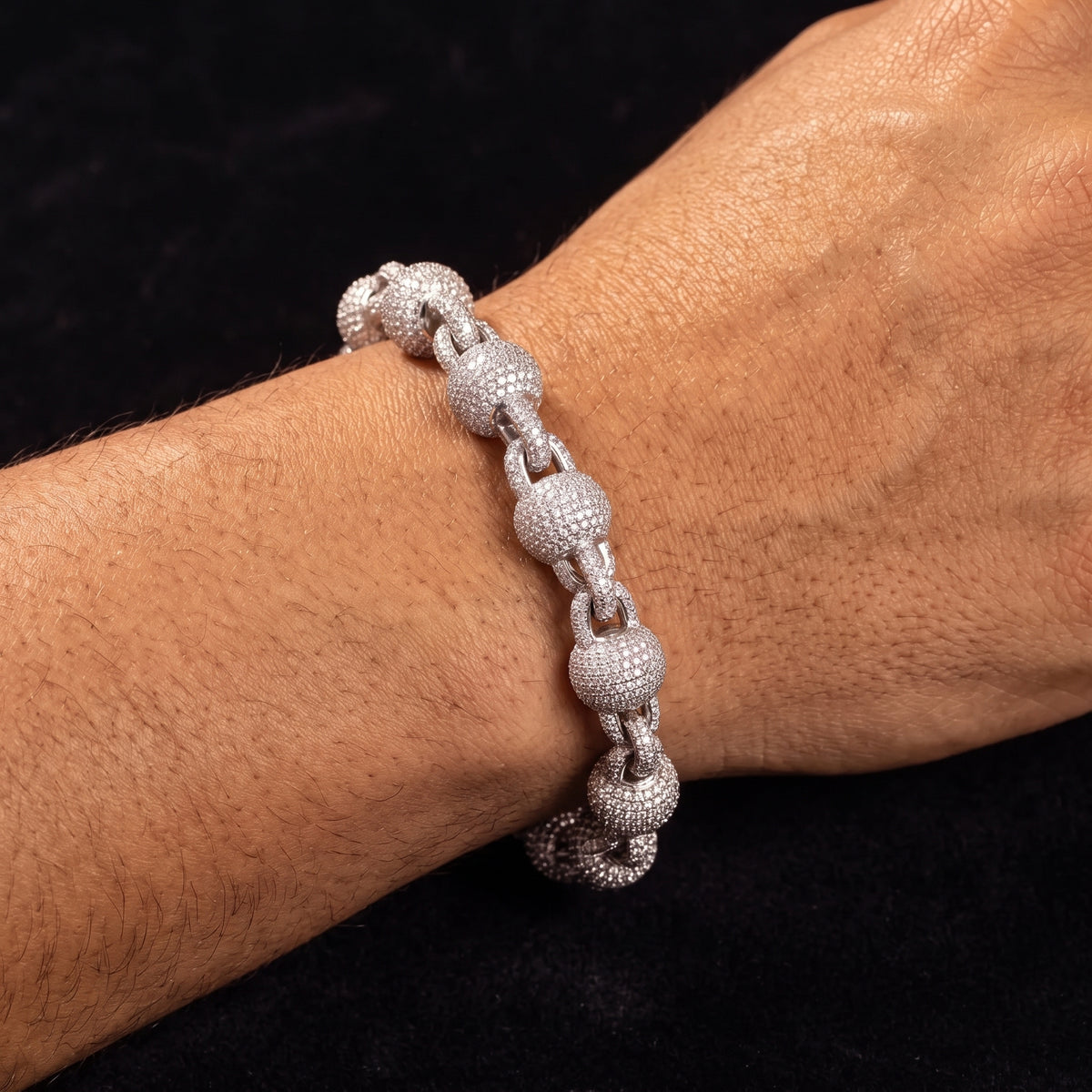 10mm Iced Ball Rolo Link Bracelet - Different Drips