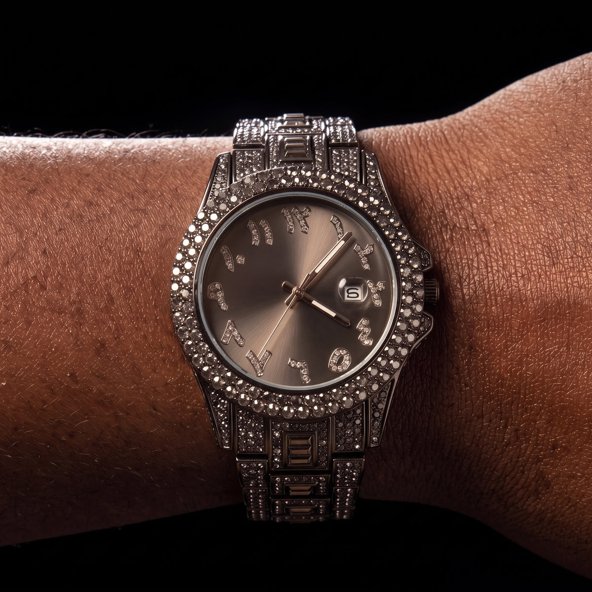 Iced Colored Dial Arabic Numeral Watch - Different Drips