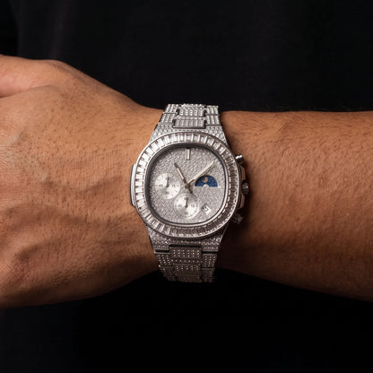 Iced Baguette Sun & Moon Chronograph Watch - Different Drips