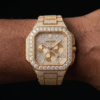 Iced Emerald Green Square Chronograph Watch - Different Drips