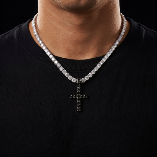 S925 Black Moissanite Cross Pendant