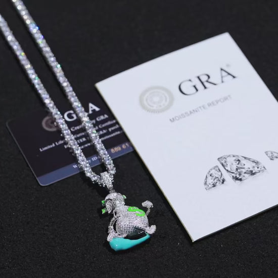 S925 Moissanite Glow In The Dark Chase Da Bag Pendant - Different Drips