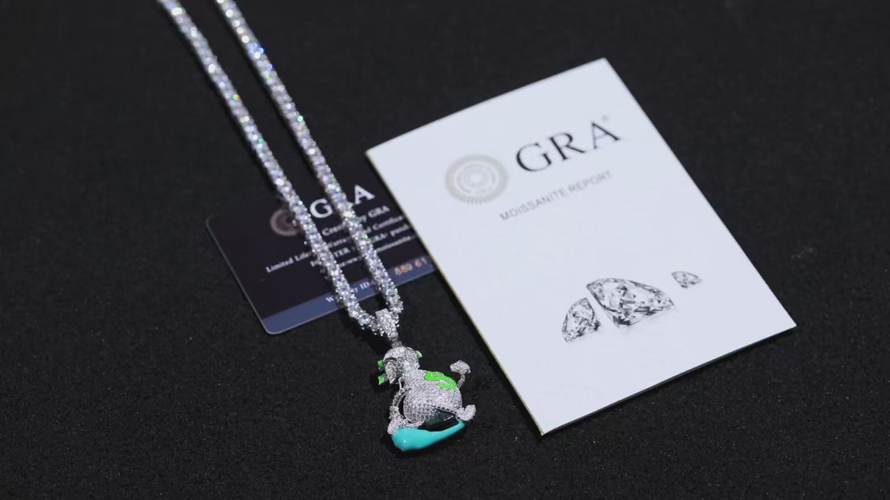 S925 Moissanite Glow In The Dark Chase Da Bag Pendant - Different Drips