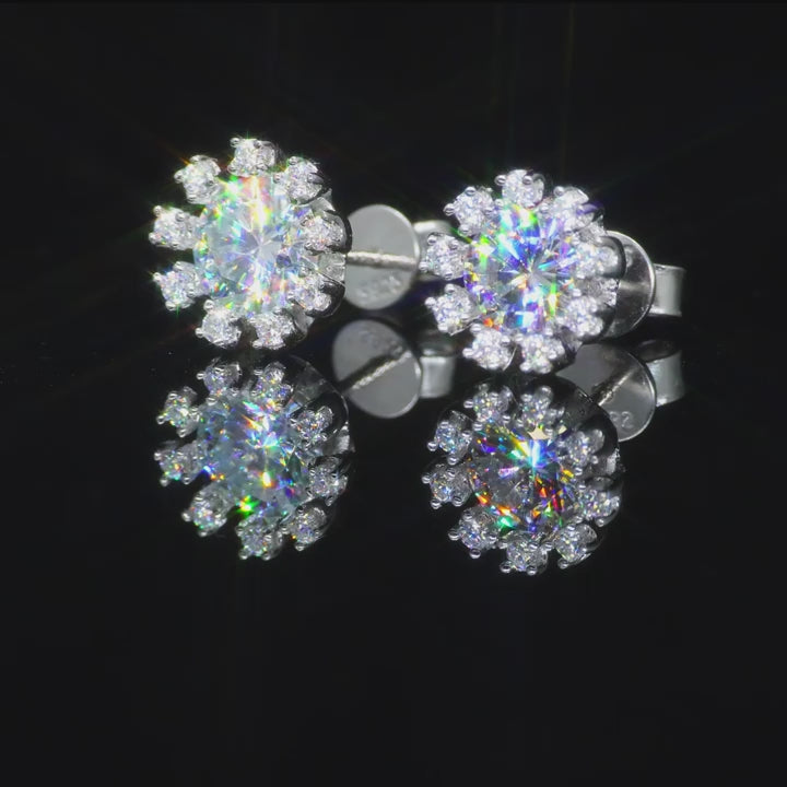 S925 Moissanite Snowburst Stud Earrings - Different Drips