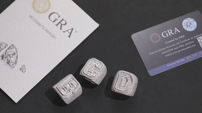 S925 Moissanite Single Letter Championship Ring - Different Drips