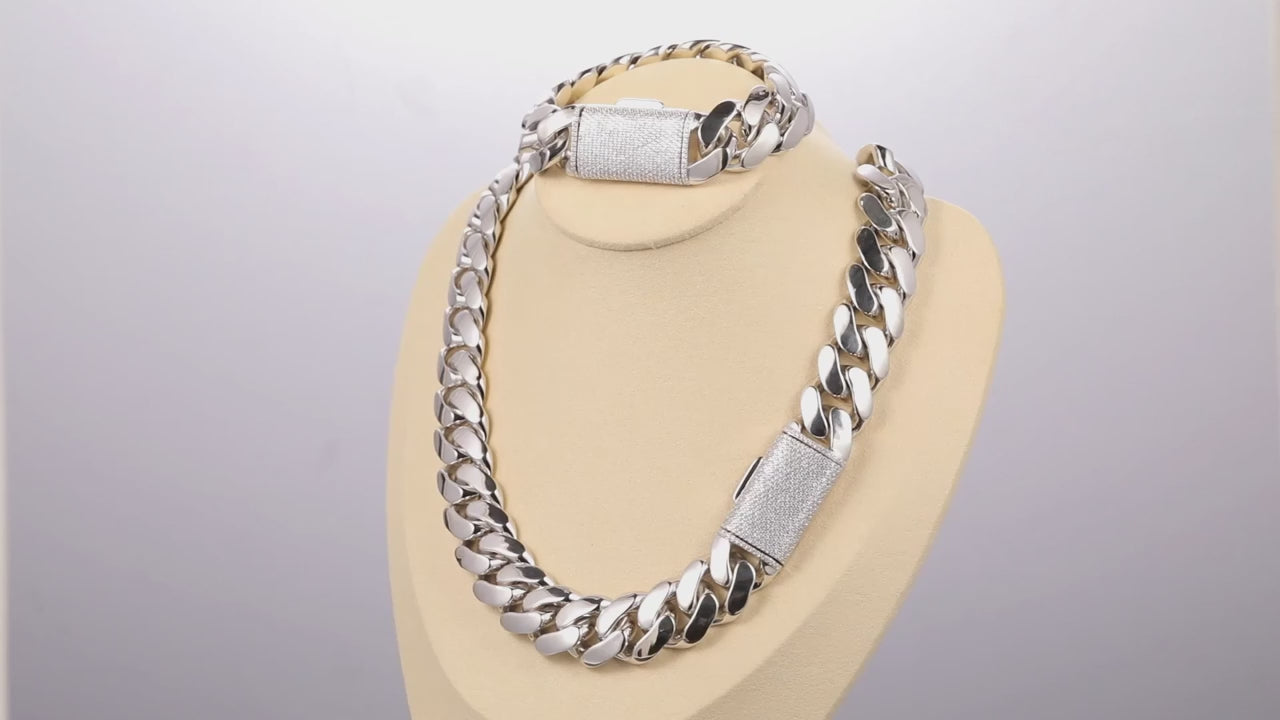 20mm Solid 18k Miami Cuban Link Chain w/Iced Clasp - Different Drips
