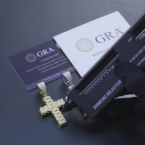 S925 Moissanite Cuban Prong Cross Pendant - Different Drips