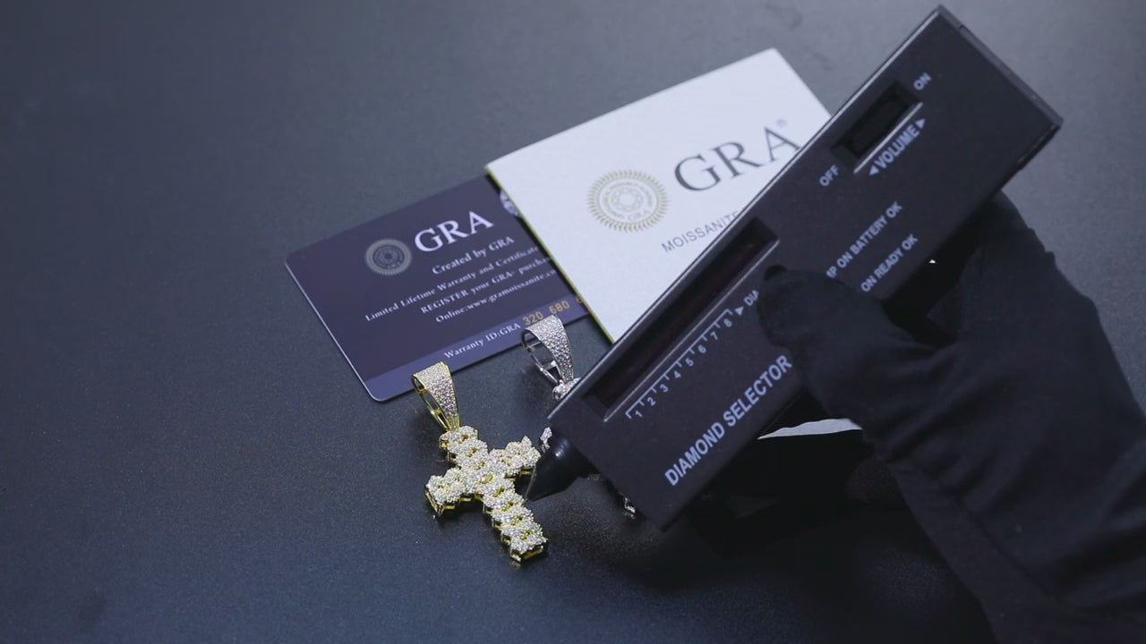 S925 Moissanite Cuban Prong Cross Pendant - Different Drips