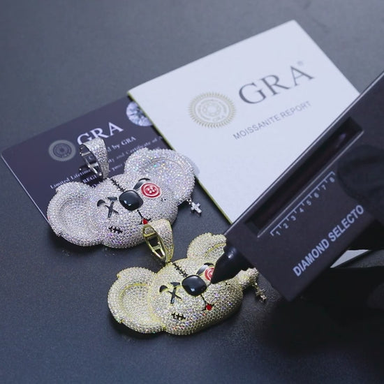 S925 Moissanite Angry Koala Bear Pendant - Different Drips