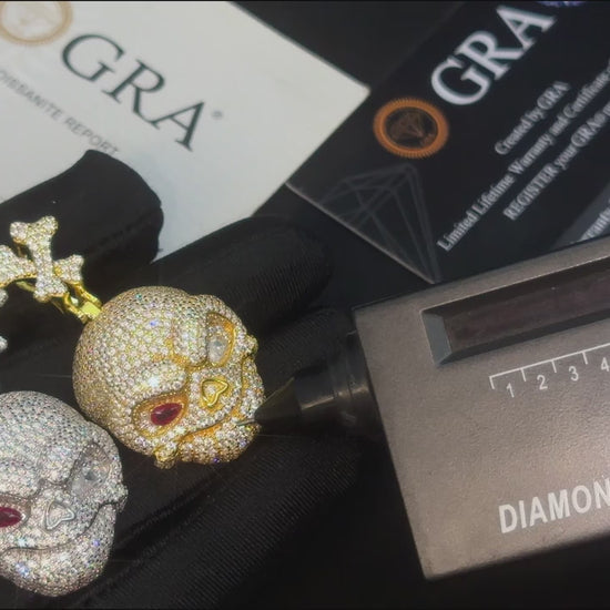 Iced Out Moissanite Skull Pendant - Different Drips