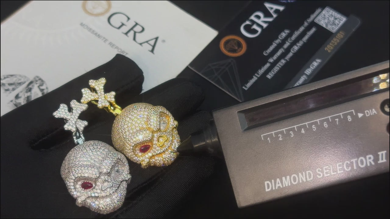Iced Out Moissanite Skull Pendant - Different Drips