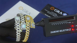Emerald-Cut Moissanite Cuban-Link Cuff Bracelet - Different Drips