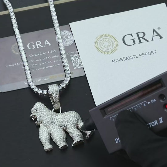 S925 Moissanite Gorilla Pendant - Different Drips