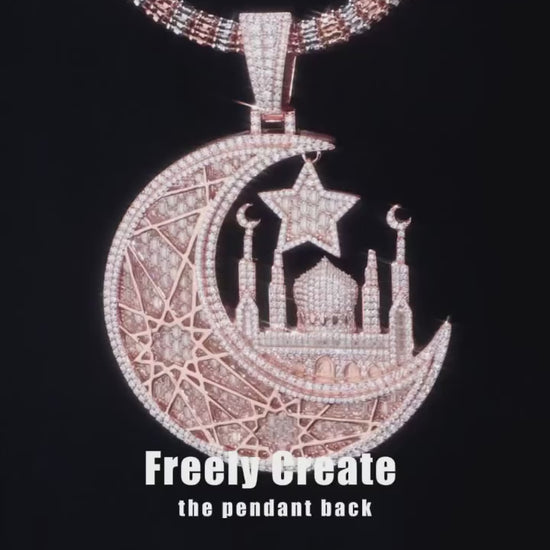 Crescent & Star Mosque Custom Photo Pendant - Different Drips