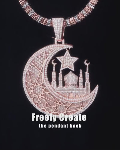 Crescent & Star Mosque Custom Photo Pendant - Different Drips