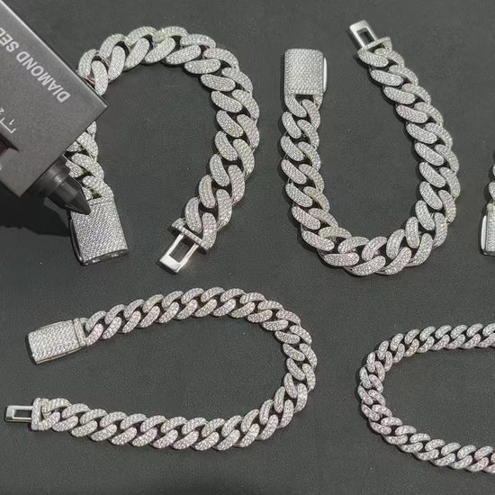 8-20mm S925 Moissanite Cuban Bracelet - Different Drips