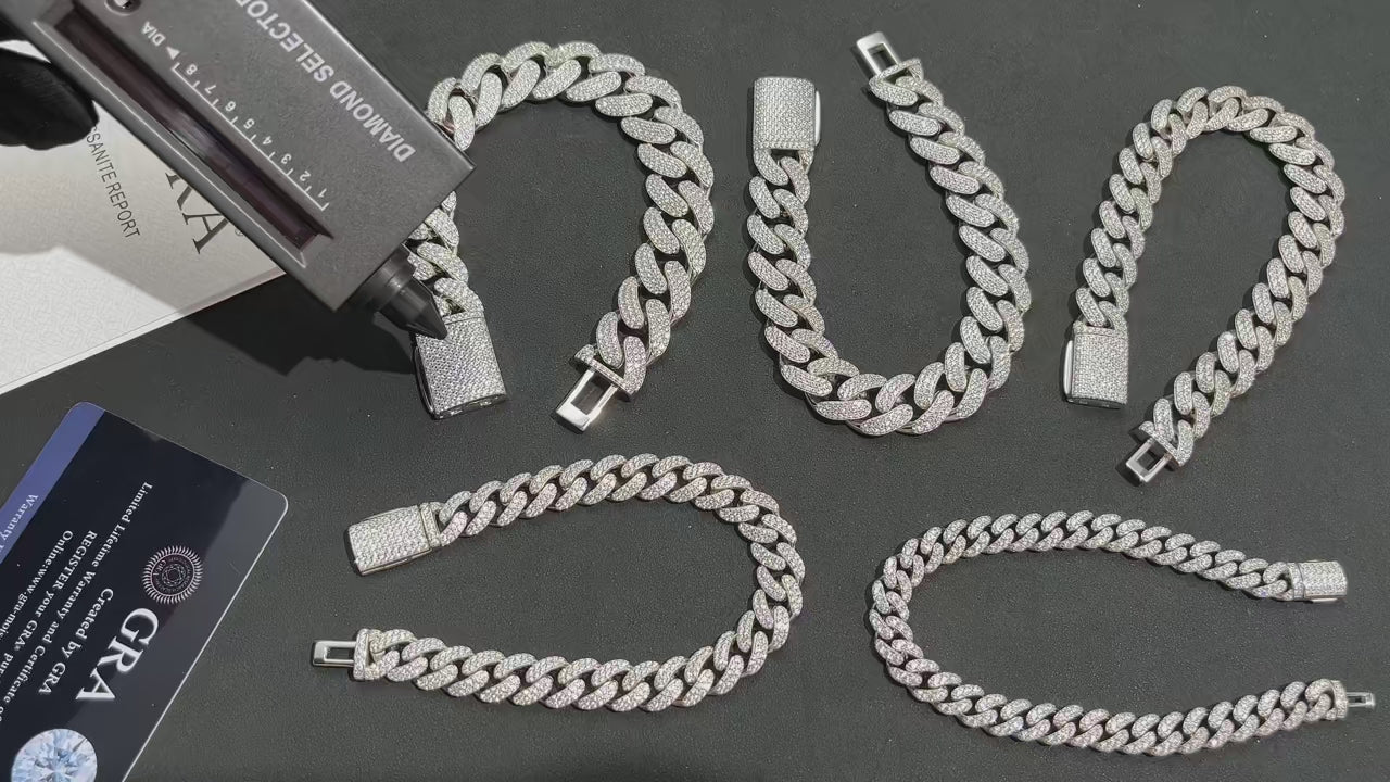 8-20mm S925 Moissanite Cuban Bracelet - Different Drips