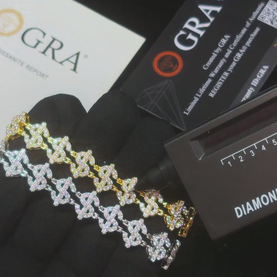 S925 Moissanite Dollar Link Bracelet - Different Drips