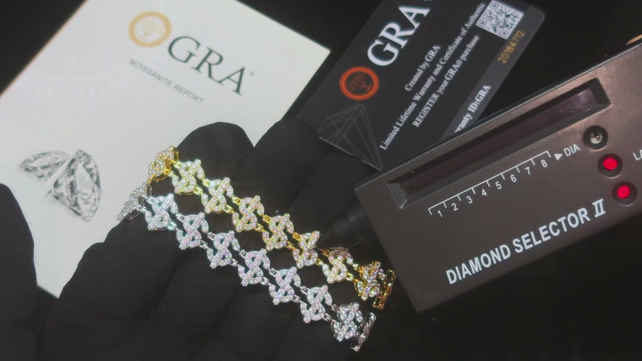 S925 Moissanite Dollar Link Bracelet - Different Drips